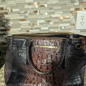Brahmin Black and Brown Crocodile Embossed Women's Bag